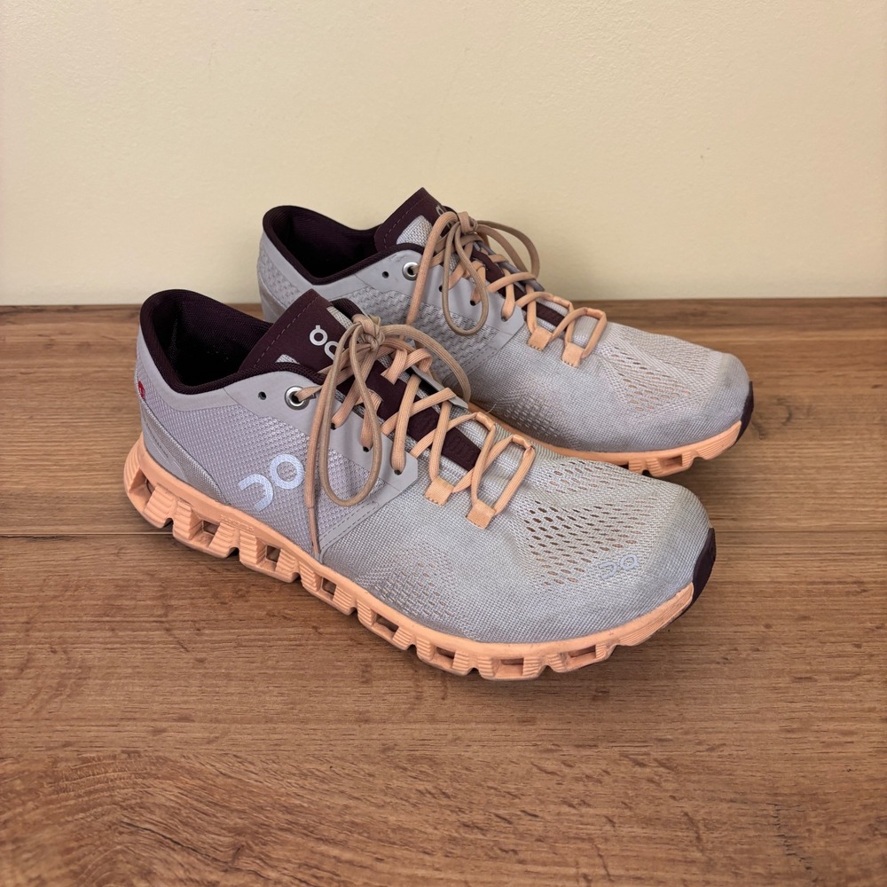 ON Cloud X Shoes Silver/Almond Women Size 8.5 Running Athletic Gym Comfort